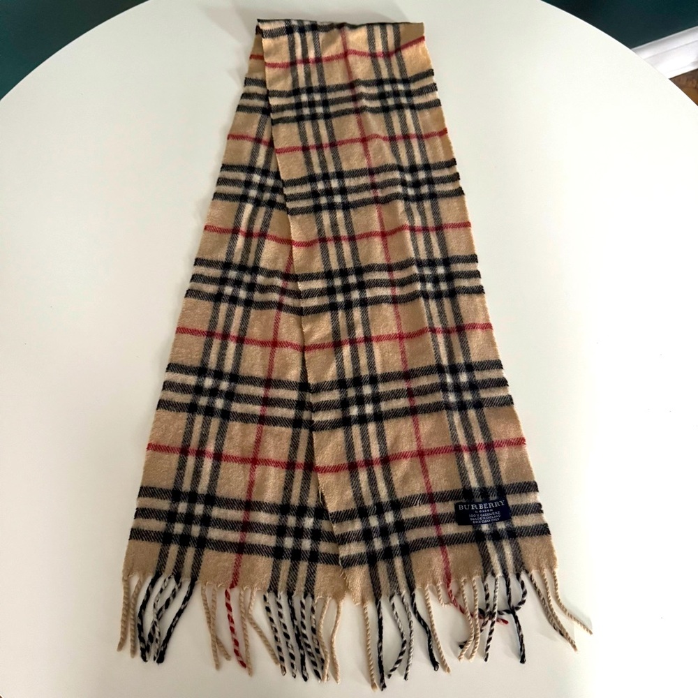 Authentic Burberry Narrow Check Cashmere Scarf